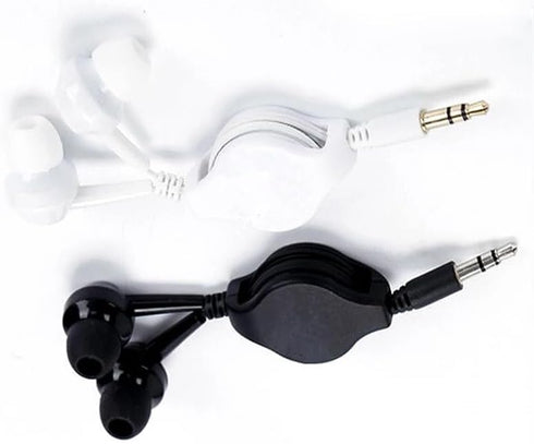 ThtRht 2 Pack 3.5mm MP3 Retractable Earbuds Wired Earphone Portable Plug Stereo in-Ear Headphone Wiring Ear Buds