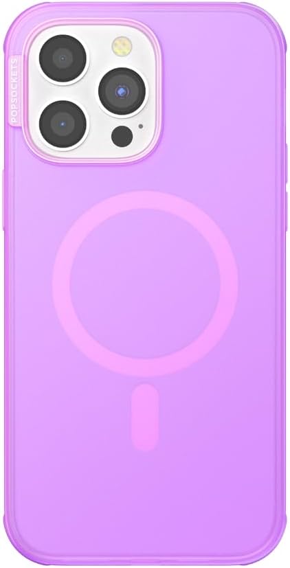 PopSockets iPhone 14 Pro Max Case - Pink Translucent, Phone Grip and Slide, Compatible with MagSafe, Wireless Charging