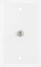 Single F Connector Coaxial Cable Audio/Video Wall Plate, Cmple 1-Port TV Cable - White