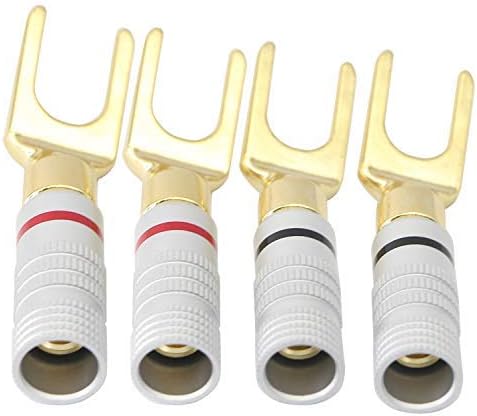 XMSJSIY Y Spade Plug, Speaker Spade Connector, Fork Spade Plug 45 Degree for Speaker Wire