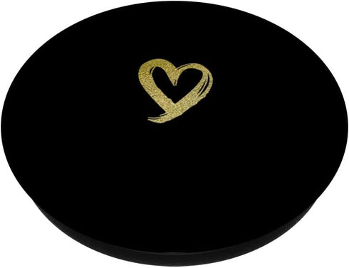 Yellow Minimalist Heart Black PopSockets Standard PopGrip