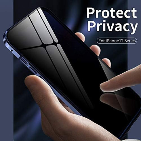 HENGHUI Lockable Anti Peeping Case for iPhone 13 Pro Max, Magnetic Glass Case with Privacy Screen Protector (Black)
