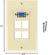 Keystone Wall Plate VGA + 4 Port, Ivory