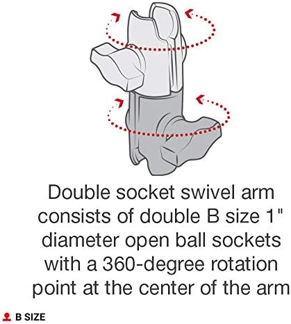 RAM Mounts RAP-B-200-12U Composite Double Socket Swivel Arm for RAM B Size 1" Ball Components