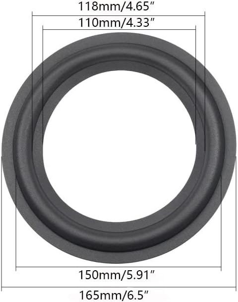 Fielect 2Pcs 6.5inch Foam Speaker Edge Replacement Kit for Subwoofer Surround Rings, Black