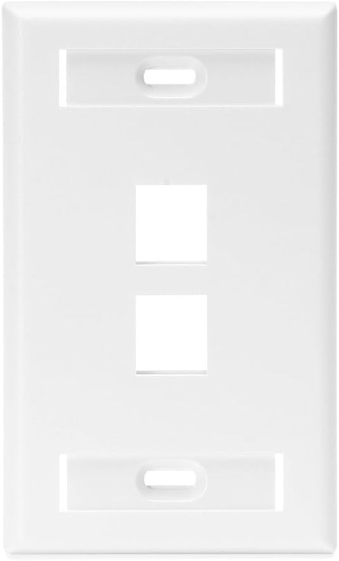 Leviton QuickPort Wallplate with ID Window, Single Gang, 2-Port, 42080-2WS, White