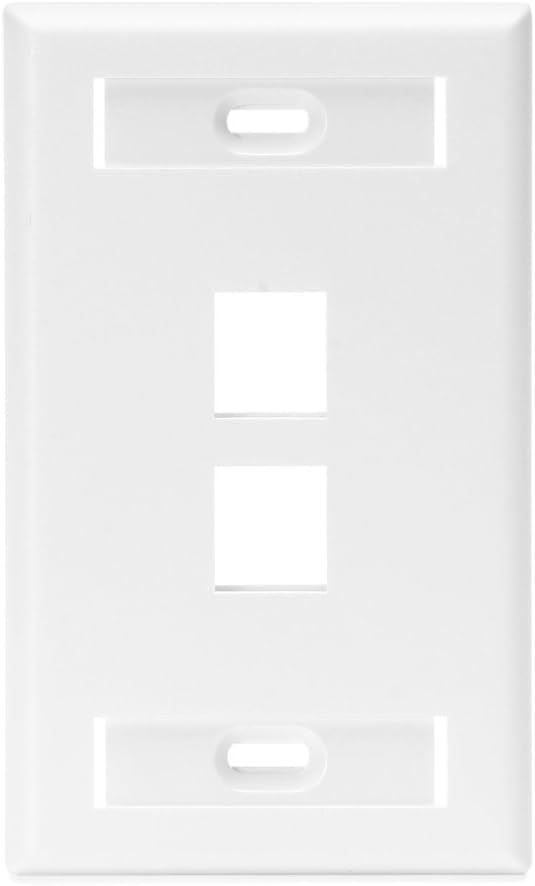 Leviton QuickPort Wallplate with ID Window, Single Gang, 2-Port, 42080-2WS, White