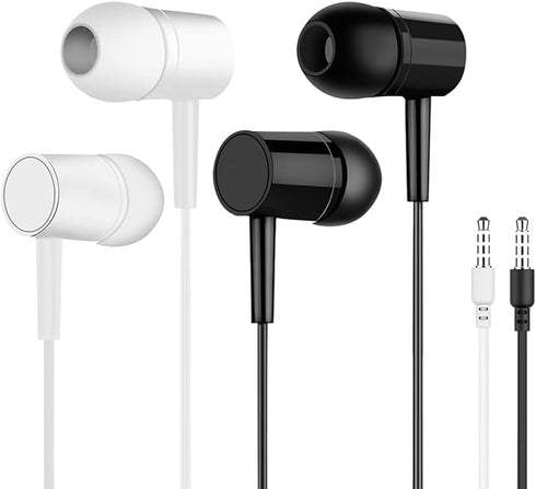 Generic 3.5mm Plug in Wired Earbuds with Microphone, 2 Pack in-Ear Headphones Wired
