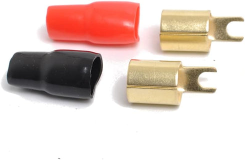 2 Pairs Connectors Adapters Crimp Barrier Spades Copper Gold Plated 0 Gauge Spade Terminal