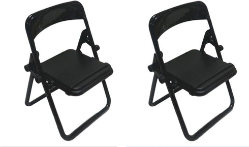 Jowxsx 2 Pcs Black Folding Chair Phone Stand,Folding Chair Phone Holder,Mini Folding Chair