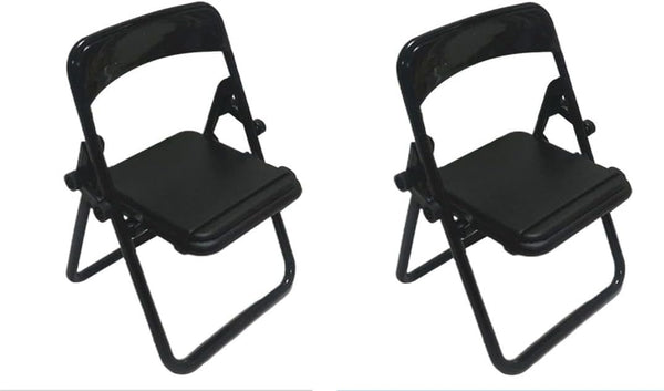 Jowxsx 2 Pcs Black Folding Chair Phone Stand,Folding Chair Phone Holder,Mini Folding Chair