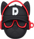 3D Animal Hiphop Bulldog Silicone Case - Compatible with Airpods2, Black Red Headphone Cover, Cool Keychain