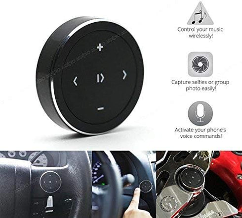 Wireless Bluetooth Media Button Remote Selfie Control Car Motorcycle Steering Wheel Music for iPhone or Android with Mount
