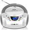 LONPOO CD Player Portable Boombox with FM Radio, USB, Bluetooth, AUX Input, Stereo Sound Speaker & Audio Player, White