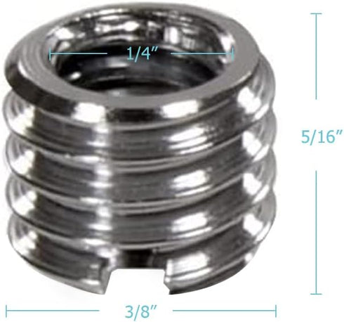 Foto&Tech Metal Tripod Thread Adapter 1/4 inch to 3/8 inch, Easy Mount Screw Adapter for Camera Video Equipment (5
