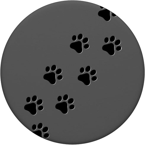Dog Paw Trail, Puppy Paws Print Dog Lover Gift on Gray PopSockets Standard PopGrip