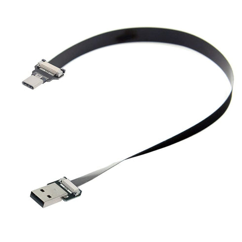 xiwai 2.0M USB 2.0 Type-A Male to Type-C Male Data Flat Slim FPC Cable for Disk, FPV & Phone