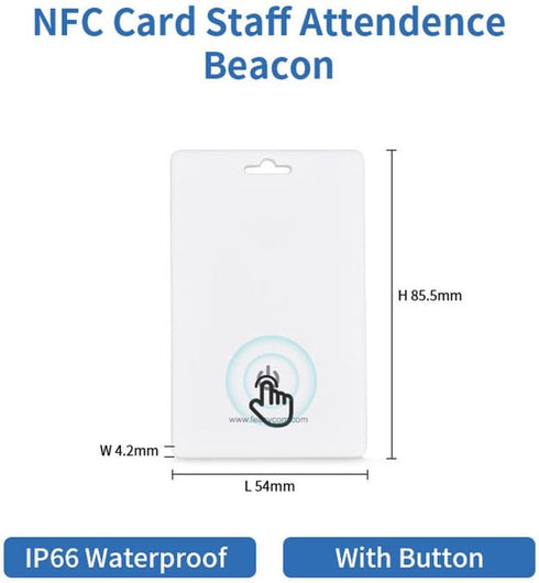 Long Range Bluetooth 5.1 Beacon Card, Waterproof iBeacon Tag with NFC, DA14531, Long Battery Life