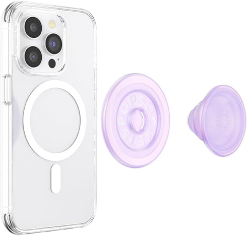 PopSockets Clear Opalescent Phone Grip Compatible with MagSafe, Adapter Ring Included, Phone Holder, Wireless Charging