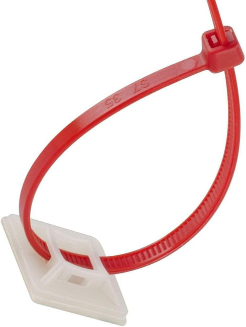 GTSE 100 Pack White Zip Tie Mounts, 1" Adhesive Mounting Squares, Cable Tie Mount Organizer Holders