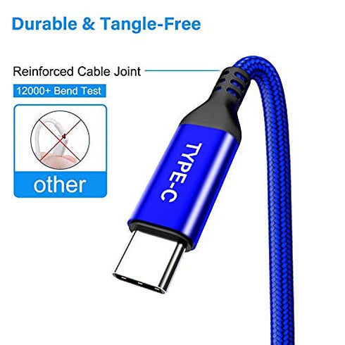 AkoaDa USB-C Cable 3-Pack (10ft+6.6ft+3.3ft) Fast Charger, Nylon Braided, Compatible with Samsung Galaxy & LG Models.