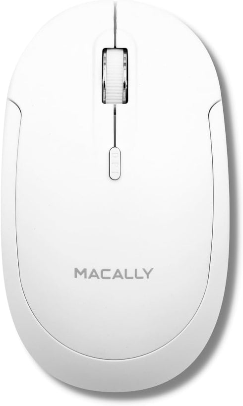 Macally Wireless Bluetooth Mouse for Mac, MacBook Pro/Air, iPad, and PC - Quiet Click, Comfortable, White