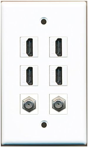 RiteAV - 4 HDMI 2 Port Coax Cable TV- F-Type Wall Plate