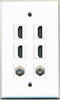 RiteAV - 4 HDMI 2 Port Coax Cable TV- F-Type Wall Plate