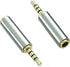 Adhiper 2.5mm Male to 3.5mm Female Audio Adapter, Gold Plated Aux Plug Splitter, 3 Ring Jack Support (2 Pack)