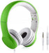 Kids Headphones with Mic & Volume Limiting, Two Audio Ports for Sharing, for Toddlers Boys Girls (Green)