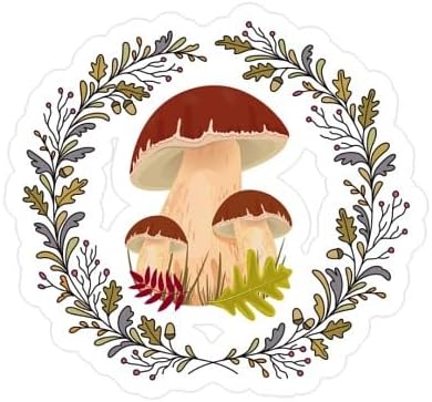 CafePress Forest Mushrooms Cottagecore Small Die Cut Sticker, 3"x4" Glossy Finish