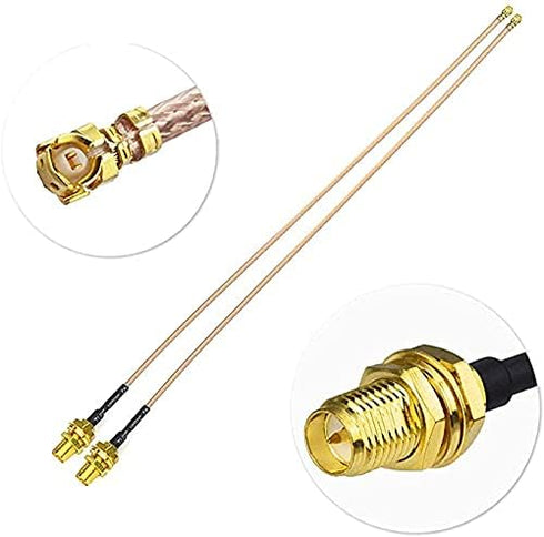 Bingfu Dual Band Wifi Antenna 2.4GHz 5GHz 3dBi MIMO RP-SMA Male (2-Pack) with 12 inch u.fl to RP-SMA Cable