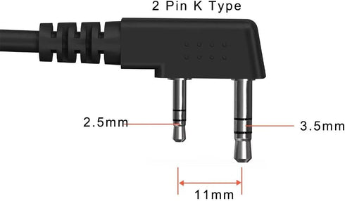 SAMCOM Walkie Talkie Speaker Mic, 2 Pin K Type Handheld Microphone with Reinforced Cable, 1 Pack