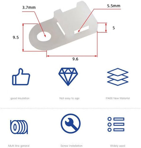 120 Set Cable Zip Tie Mounts Kit with 6" Zip Ties - White Cable Tie Base and Tapping Screw Organizer