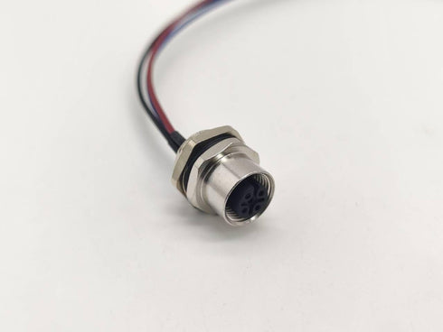 M12 Female Connector with 0.2M Cable, A Coded Back Mount Wiring, Waterproof 3Pin Socket