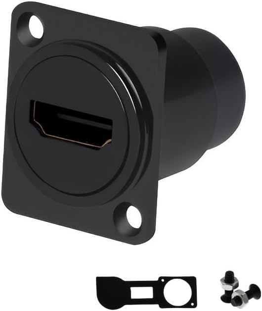 HDMI 4K@60Hz D Panel Mount Connector with Waterproof Cover, Female-to-Female HDMI Coupler Adapter