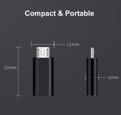 USB C to Micro USB Adapter, Black Type C Female to Micro USB Male Compatible with Samsung Galaxy S7/S6/S5/S4/S3, Note