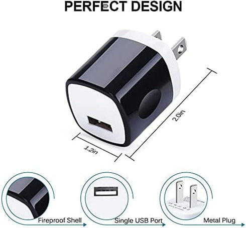 USB Charger Block 10 Pack, UorMe 1A 5V Single Port Power Adapter Charging Phone Cube Box Brick Plug Pack Compatible