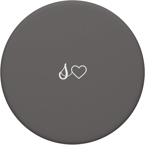 White Initial Letter S Heart Minimalist Gray PopSockets Standard Grip