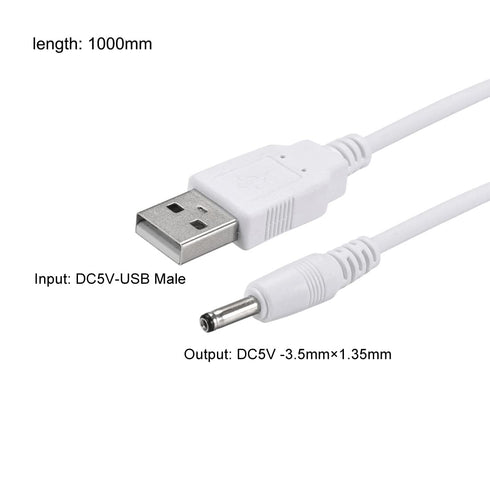uxcell USB Type-A Male to 3.5 x 1.35mm DC 5V 1A Plug Barrel Connector Charge Cable, White.