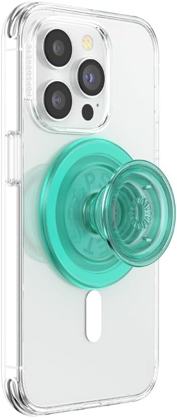 Translucent Mint PopSockets Phone Grip with MagSafe Compatibility, Wireless Charging Compatible Phone Holder.
