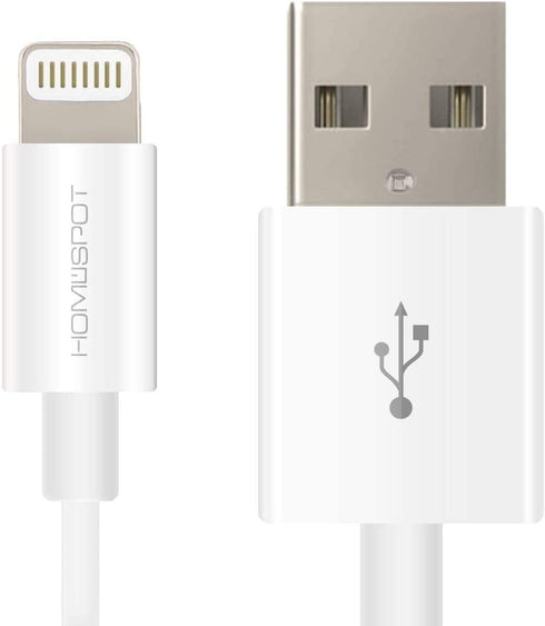 HomeSpot 8" (0.6 ft) Lightning to USB Short Cable iPhone 13/13 Pro / 13 Pro Max, 12/12 Pro / 12 Pro Max Compatible with iOS 14/15 (1 Pack - White)