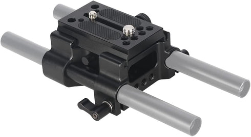 NICEYRIG Quick Release 15mm Rod Base Plate for Manfrotto 500/501/577/701, 2-in-1 Tripod Baseplate