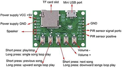 Stemedu MP3 Playback Kit Music Voice Recording Module DIY Welcomer Sound Recording Board with Speaker and PIR Infrared
