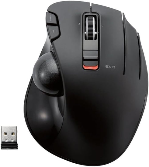 ELECOM EX-G Trackball Mouse, 2.4GHz USB Wireless, Ergonomic Design, 6 Programmable Buttons for Laptop PC