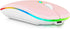 Rechargeable Bluetooth Keyboard and Mouse Combo Ultra Slim for Amazon Fire HD 10 Plus (2021) and All Bluetooth Enabled Android/PC-Baby Pink Keyboard with Baby Pink RGB LED Mouse