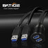 BATIGE 2 Ports Dual USB 3.0 Male to USB 3.0 Female AUX Flush Mount Car Extension Cable for Car Truck Boat Motorcycle,