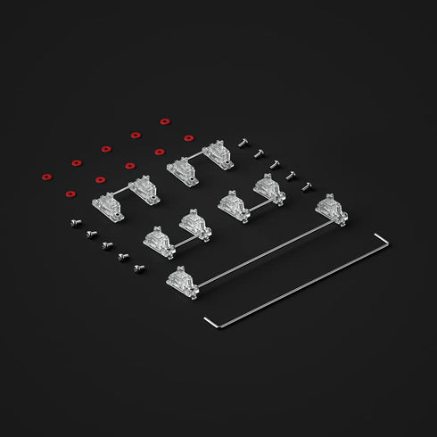 GATERON PC Screw in Crystal Stabilizer RGB Set 7U, 6.25U, 2U for 60% MX Mechanical Keyboard
