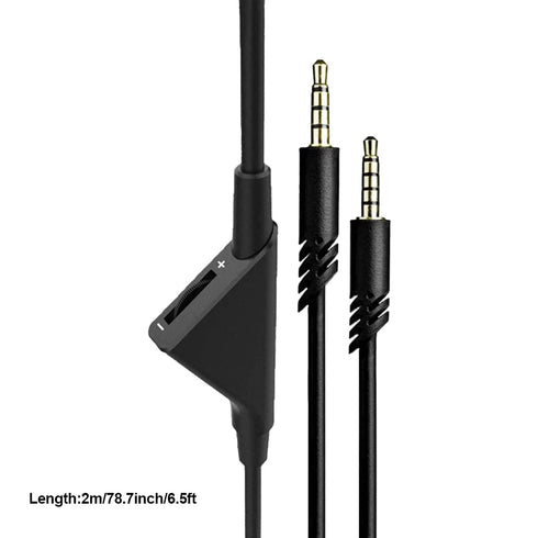 Replacement Cord for Astro A10, 2.0 M Audio Gaming Volume Control Headset Cable, Braided Wire for A40/A40TR (Black,