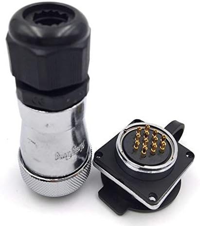 WS28 28MM 5Pin~26Pin Panel Mount Waterproof Aviation Connector IP68 Cable Connector Plug Socket (12Pin, Plug(male)&Socket(female))